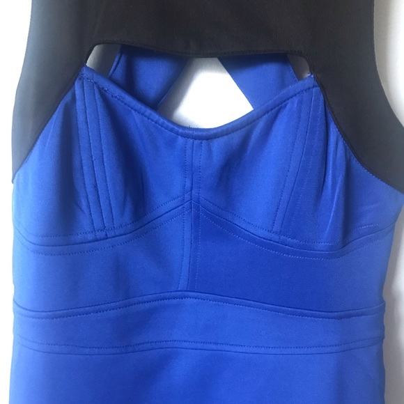 BLVD Colour Block Cut Out Mini Dress Blue Black - Picture 6 of 8